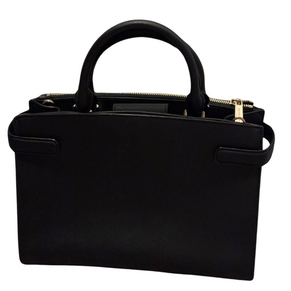 Michaels Kors New Karla East West Medium Leather Satchel Black Handbag - Picture 3 of 6